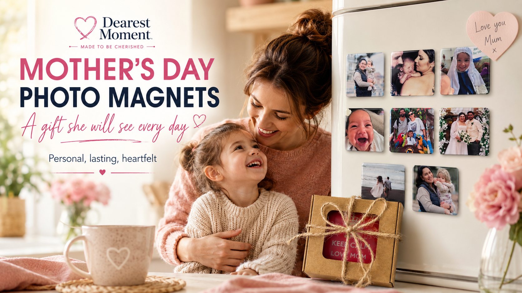Mother's Day photo magnets gift idea — personalised fridge magnets handcrafted in London