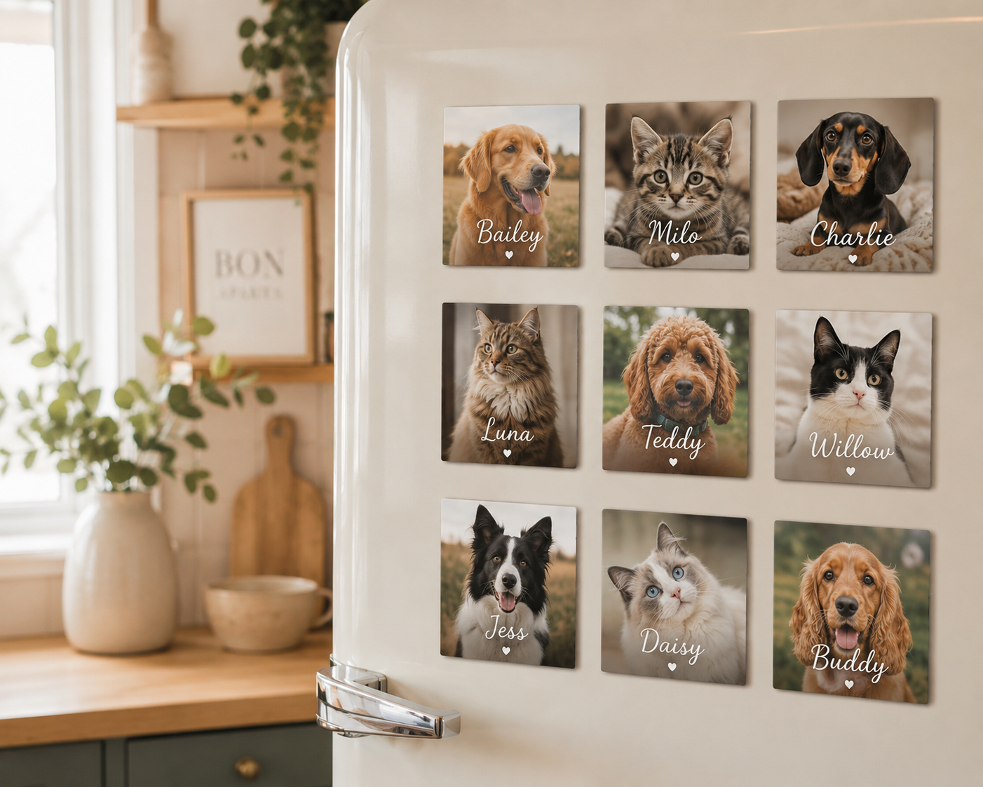 Pet photo magnets UK - personalised dog and cat keepsake gift handcrafted in London